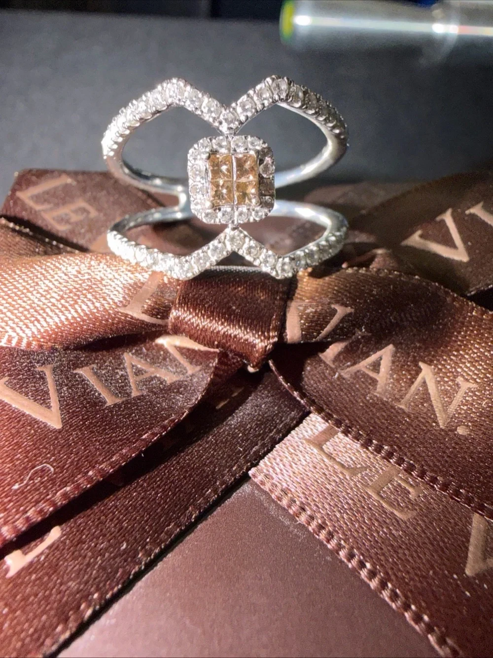 Le Vian 14k Vanilla Gold Chocolate Diamond Cross Cross Ring